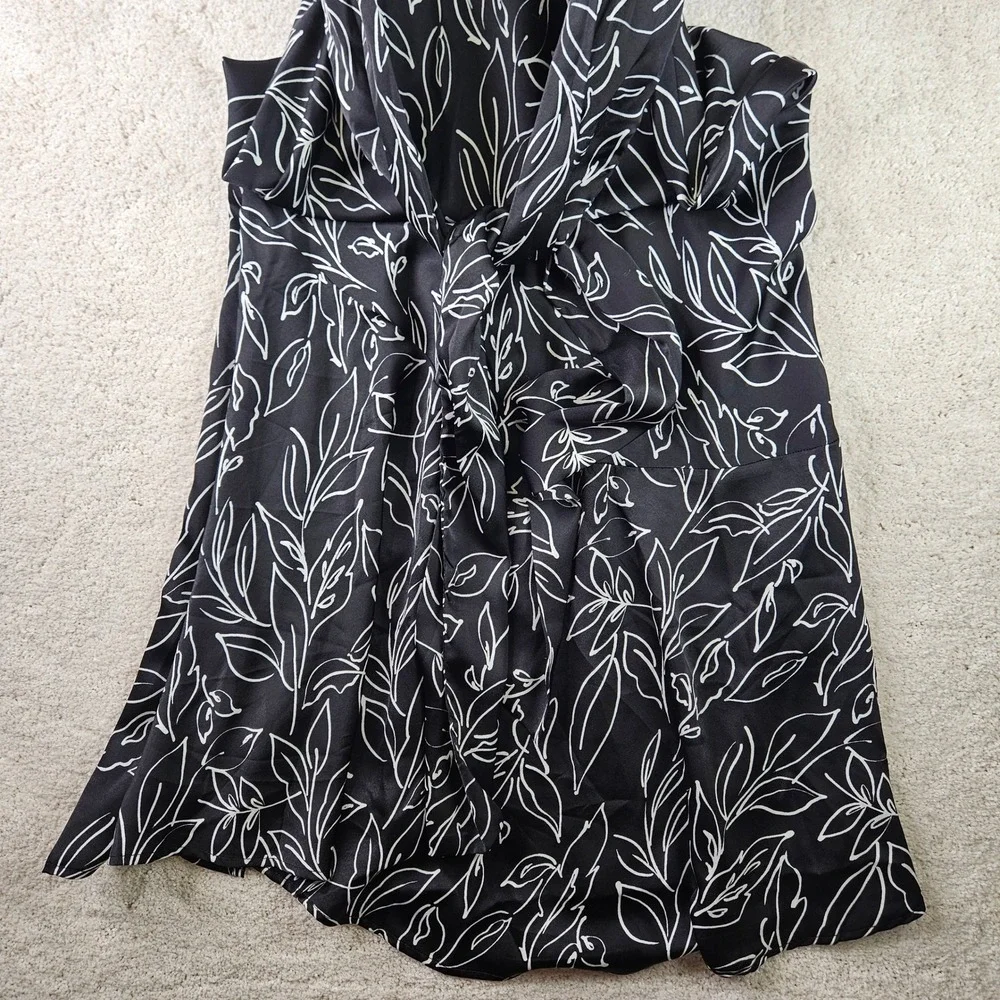 Blu Pepper Anthropologie Black White Floral Maxi‎ Dress Sleeveless Slit Tie Sz M
